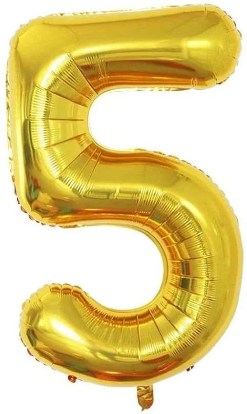 Balóniky Atomia fóliový balón narodeninové číslo 5, zlatý 46 cm