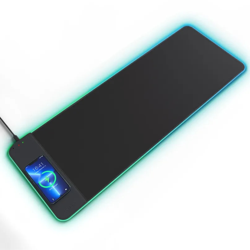 Podložka pod myš a klávesnicu ChoeTech RGB Illuminated 15W Wireless Charging Mouse Pad