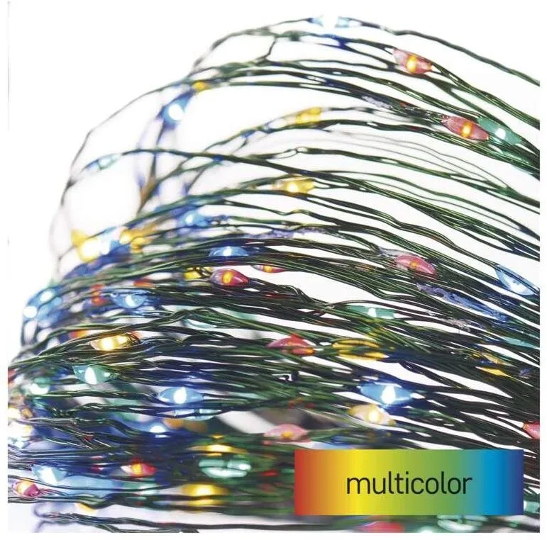 Svetelná reťaz EMOS LED vianočná nano reťaz zelená, 7,5 m, vonkajšia aj vnútorná, multicolor, časovač