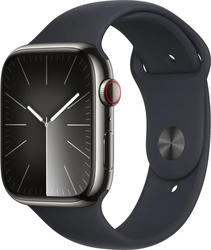 Chytré hodinky Apple Watch Series 9 45mm Cellular Grafitovo šedý nerez s temne atramentovým remienkom - M/L