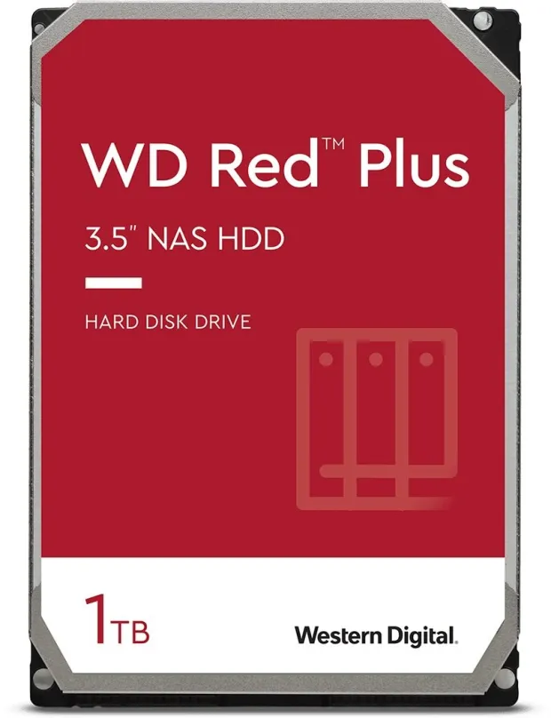 Pevný disk WD Red Plus 1TB, 3.5", SATA III, maximálna rýchlosť prenosu 150 MB/s, cach