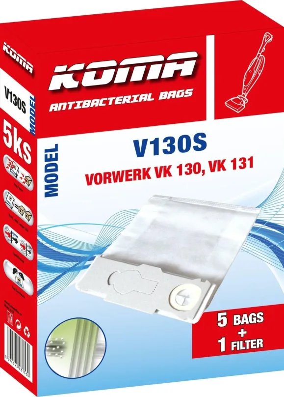Vrecká do vysávača KOMA V130S - Vrecká do vysávača Vorwerk V 130, textilné, 5ks