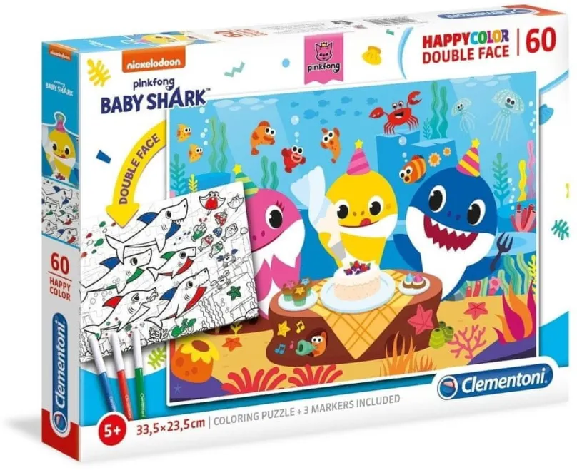 Puzzle Clementoni Obojstranné puzzle Baby Shark: Oslava 60 dielikov