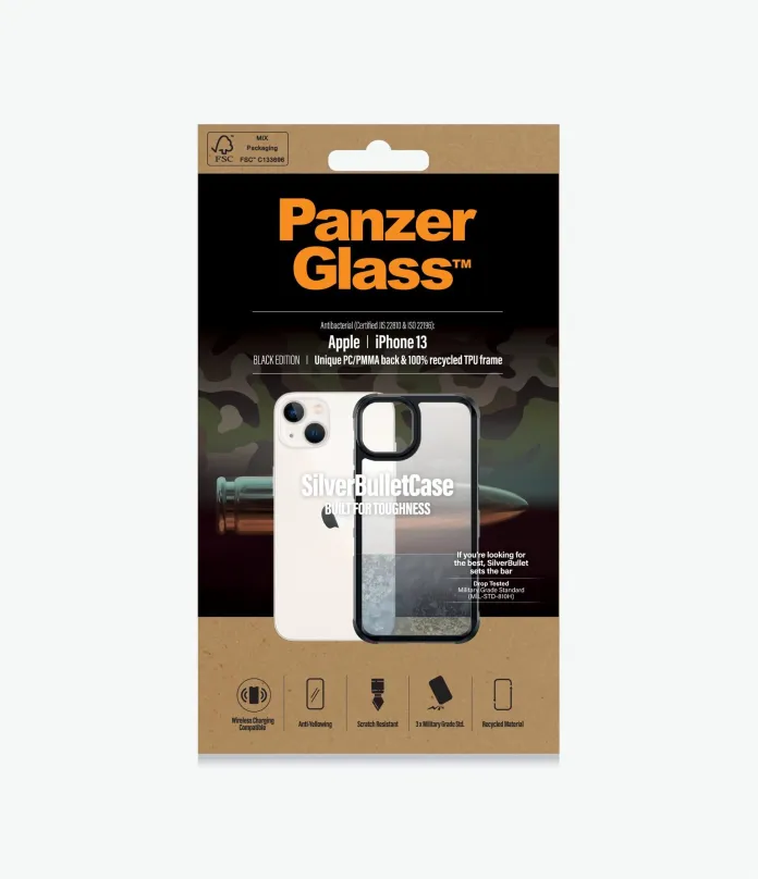 Kryt na mobil PanzerGlass SilverBulletCase Apple iPhone 13, Apple iPhone 13, sklo, pevný,