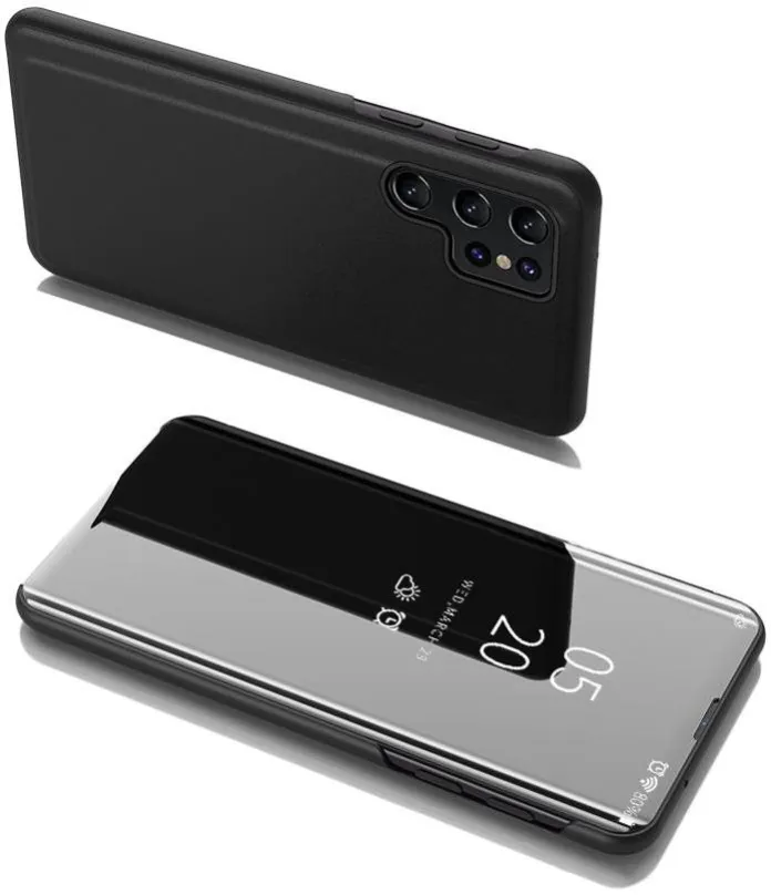 Puzdro na mobil Clear View knižkové puzdro na Samsung Galaxy S22 Ultra, čierne