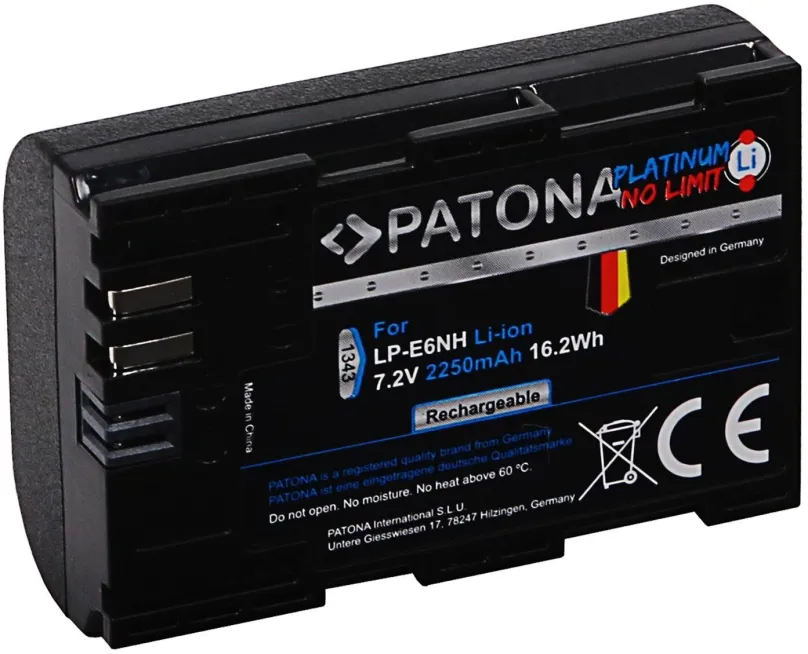 Batéria pre fotoaparát PATONA pre Canon LP-E6NH 2250mAh Li-Ion Platinum EOS R5/R6