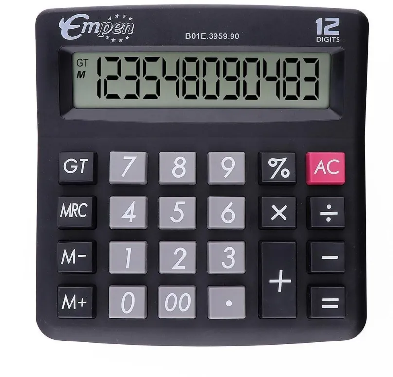 Kalkulačka MPM Quality empen B01E.3959, stolné, batériové napájanie, 12miestny 1riadkový d