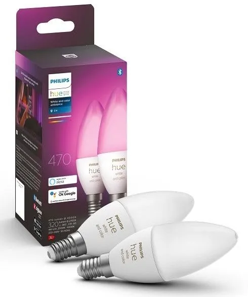 LED žiarovka Philips Hue White and Color Ambiance 6W E14 set 2ks