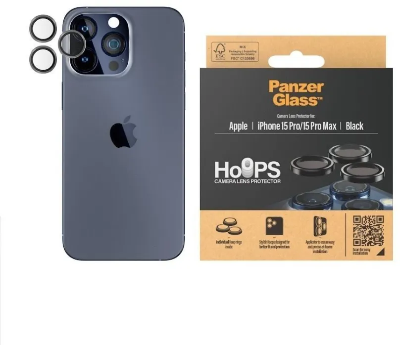 Ochranné sklo PanzerGlass Camera Protection Rings Apple iPhone 15 Pro / Pre Max- Hoops Rings