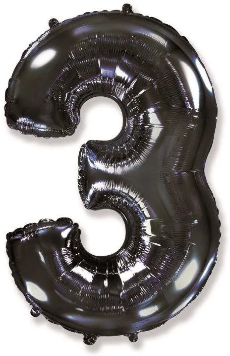 Balóniky Balón fóliový číslica čierna - black 102 cm - 3
