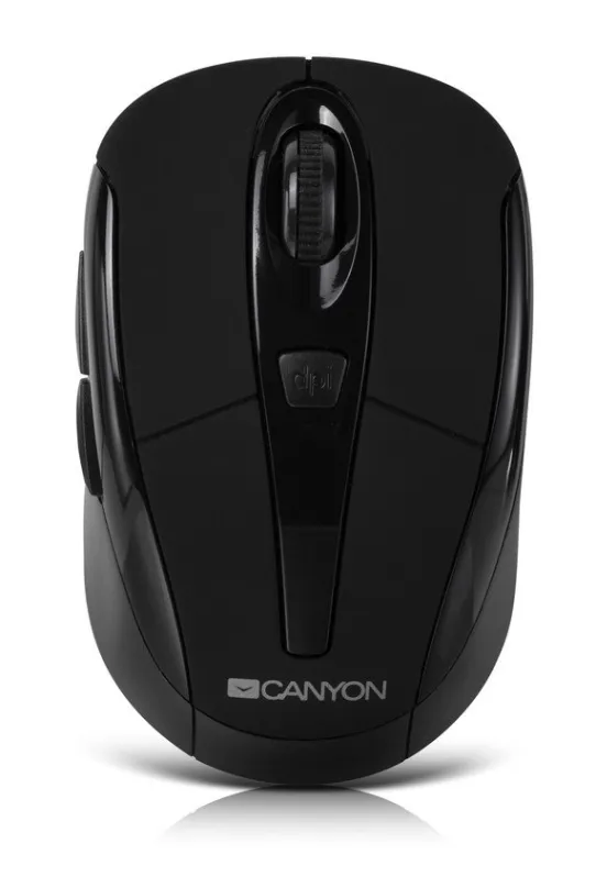 CANYON bezdrôtová optická myš so 6 tlačidlami, 800 DPI/ 1200 DPI/ 1600 DPI, čierna