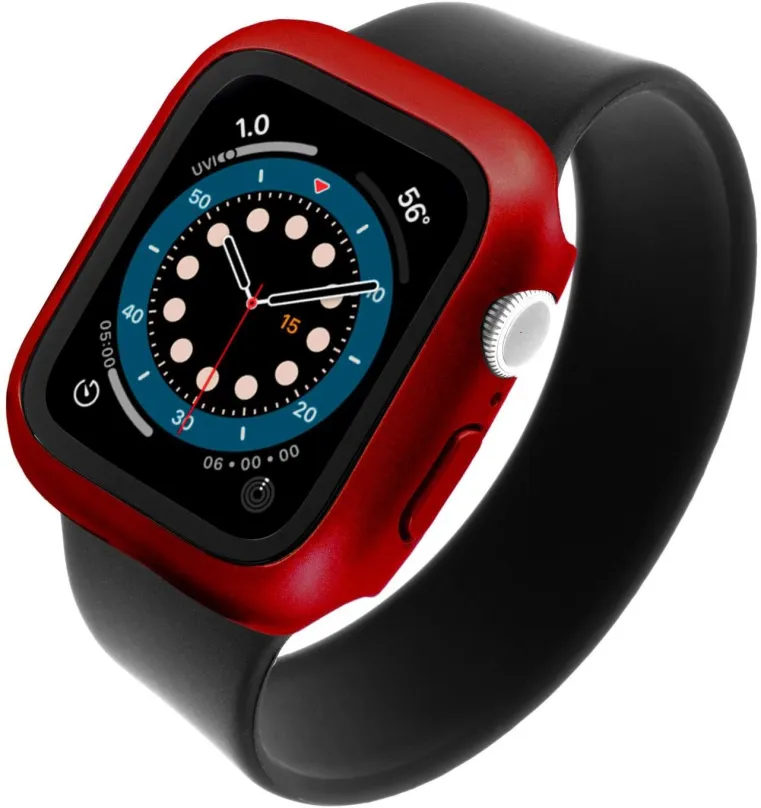 Ochranný kryt na hodinky FIXED Pure+ s temperovaným sklom pre Apple Watch 44mm červené