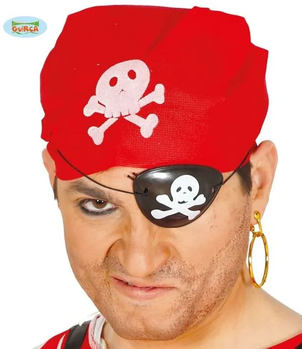 Karnevalová maska Sada Pirát - Šatka, Náušnice a Páska Na Oko - Unisex
