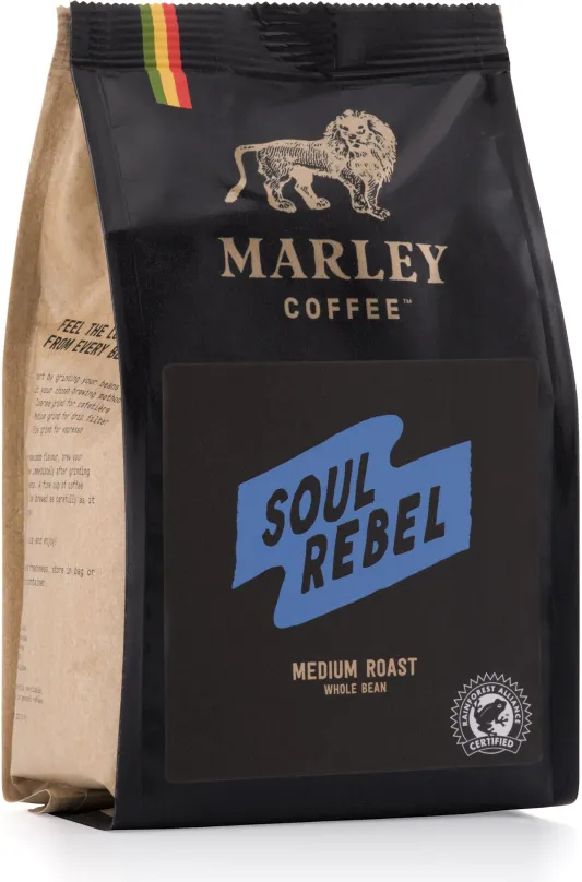 Káva Marley Coffee Soul Rebel - 227g, zrnková, 100% arabica, pôvod Zmes rôzneho pôvodu,