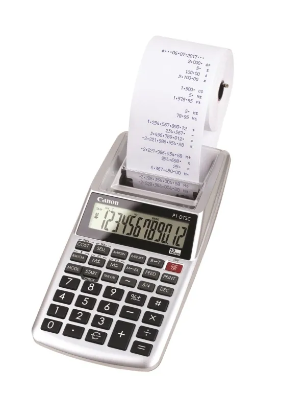 Kalkulačka CANON P1-DTSC II, s možnosťou tlače, batériové napájanie, 12miestny 1riadkový d