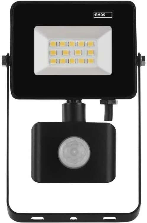 LED reflektor EMOS LED reflektor SIMPO s pohybovým čidlom, 10,5 W, čierny, neutrálna biela