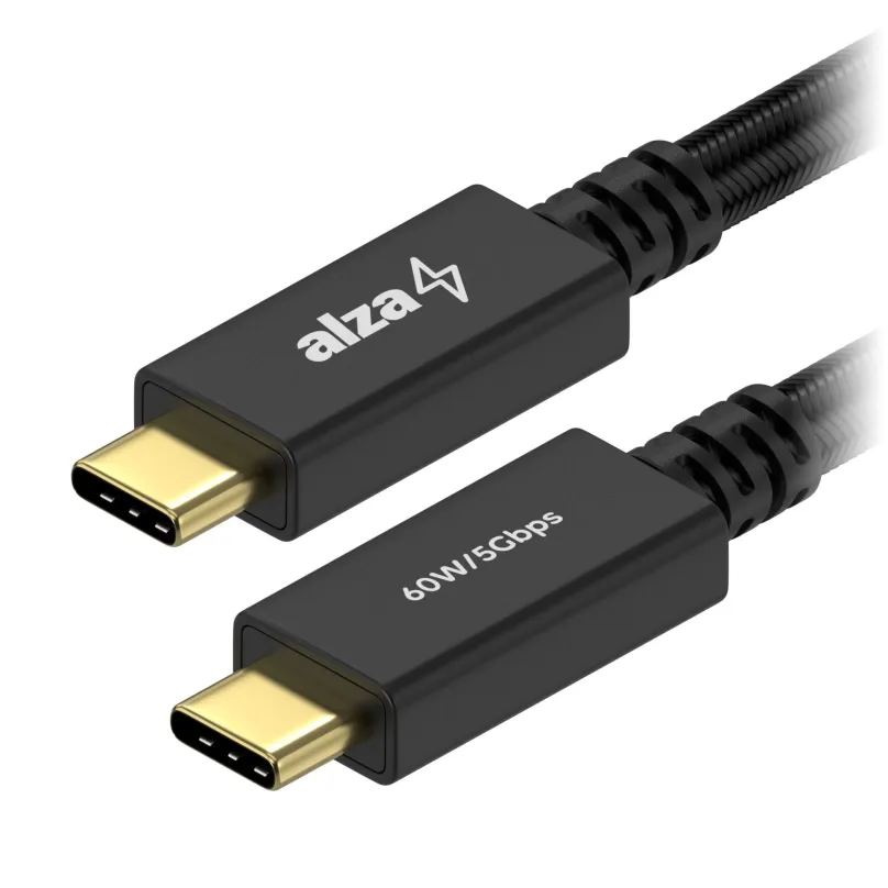 Dátový kábel AlzaPower AluCore USB-C / USB-C 3.2 Gen 1, 3A, 60W, 0.5m čierny
