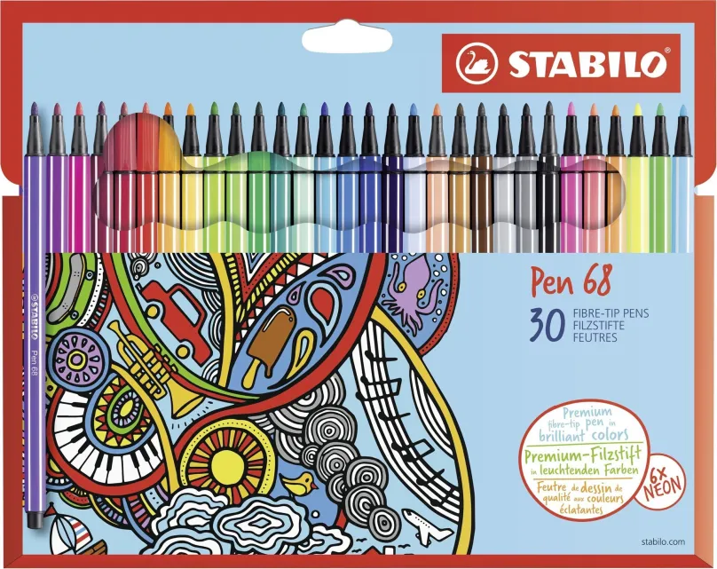 Fixy STABILO Pen 68 kartónové púzdro 30 farieb