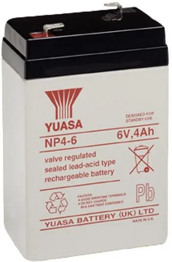 Batéria pre záložné zdroje YUASA 6V 4Ah bezúdržbová olovená batéria NP4-6
