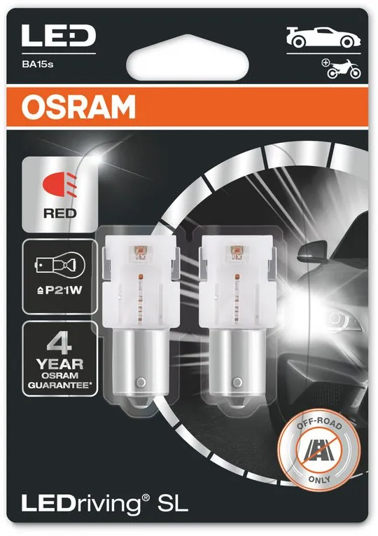 LED autožiarovka OSRAM LEDriving SL P21W Červená 12V dva kusy v balení