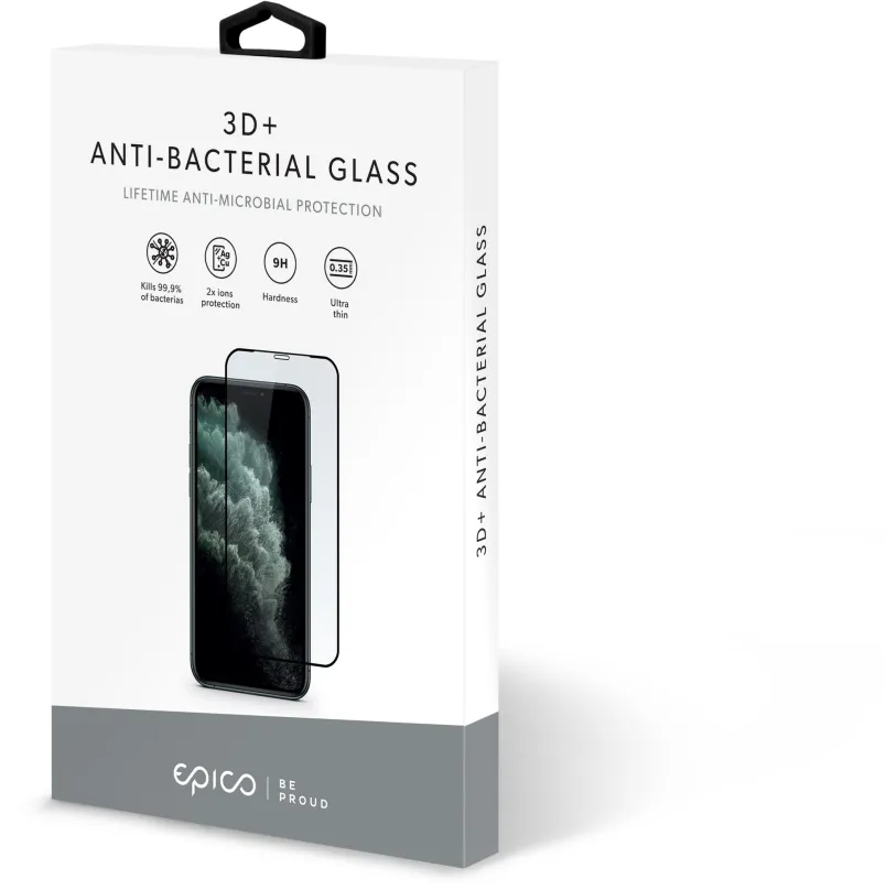 Ochranné sklo EPIC Anti-Bacterial 3D + Glass iPhone X / XS / 11 Pro - čierne