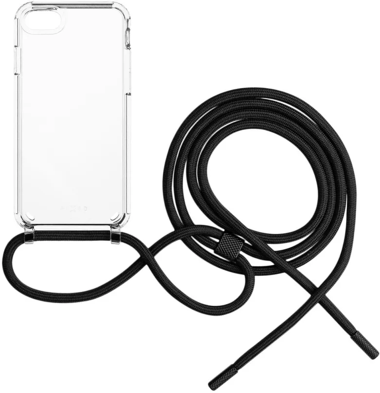 Kryt na mobil FIXED Pure Neck s čiernou šnúrkou na krk pre Apple iPhone 7/8/SE (2020/2022)