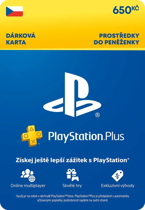 Dobíjacia karta PlayStation Plus Essential - Kredit 650 Kč (3M členstvo) - CZ