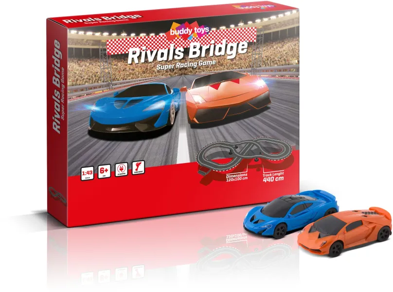 Autodráha Buddy Toys Rivals Bridge, skladacia, analógová a závodná, dĺžka trate 440 cm, 2