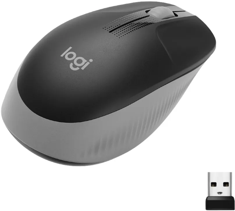 Myš Logitech Wireless Mouse M190, Mid Grey, bezdrôtová, optická, symetrická, pripojenie sk