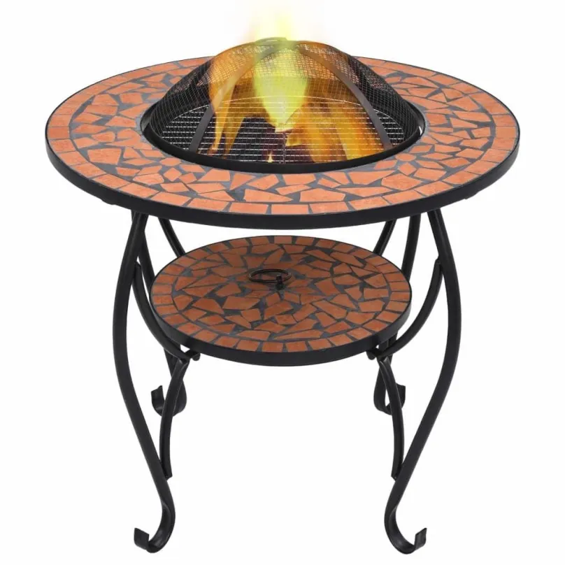 Ohnisko Mozaikový stolík s ohniskom terakotový 68 cm keramika