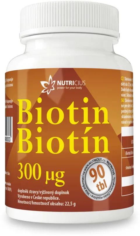 Vitamín B NUTRICIUS Biotín 300mcg tbl.90