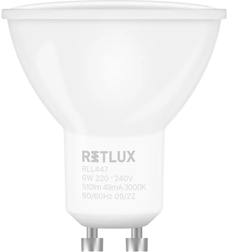 LED žiarovka RETLUX RLL 447 GU10 zar.3step DIMM 6W WW