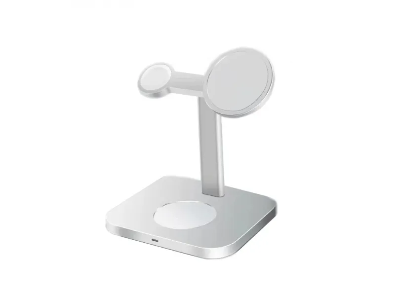 COTEetCI stojan a nabíjecí stanice MagSafe 3v1 AirPods/iPhone/Apple Watch WS-36, Stříbrná