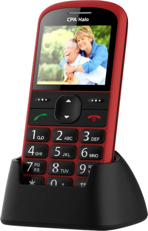Mobilný telefón CPA Halo 21 Senior červený s nabíjacím stojanom