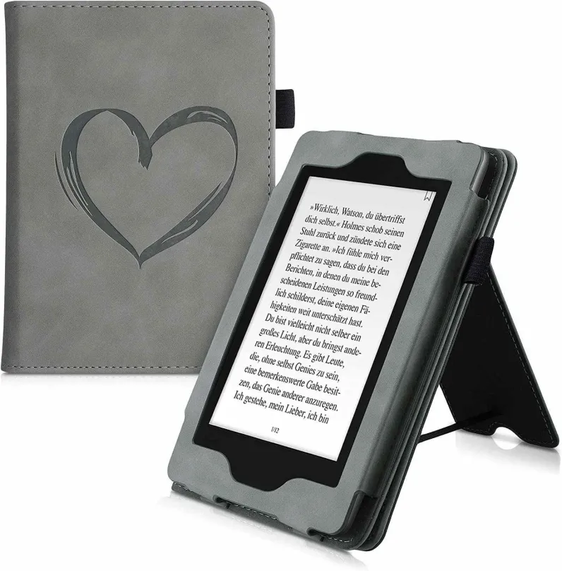 Púzdro na čítačku kníh KW Mobile - Brushed Heart - KW5022203 - Púzdro pre Amazon Kindle Paperwhite 4 (2018) - šedé