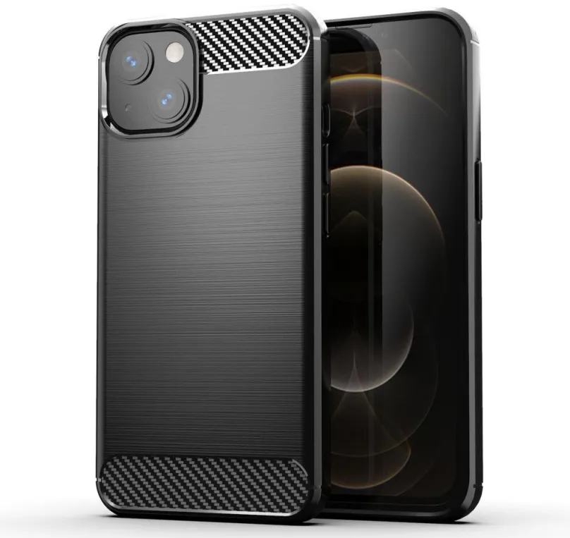 Kryt na mobil Carbon Case Flexible silikónový kryt na iPhone 13, čierny