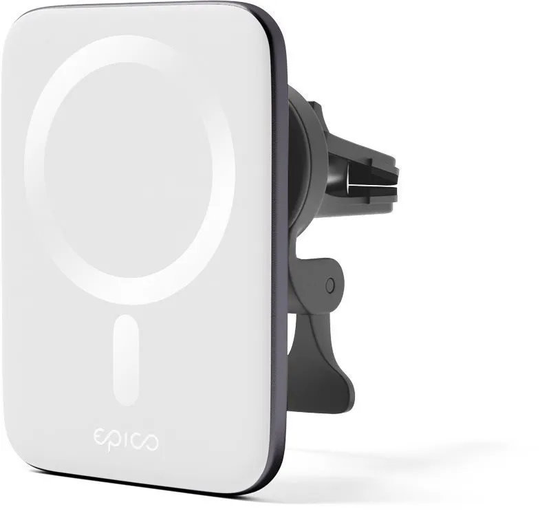MagSafe držiak na mobilný telefón Epico ultra-tenká bezdrôtová autonabíjačka s podporou MagSafe - strieborná/biela