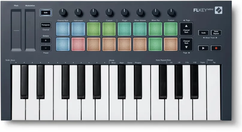 MIDI klávesy NOVATION FLkey Mini, 25 klávesov, mini klávesy, s dynamikou, lesklý povrch kl