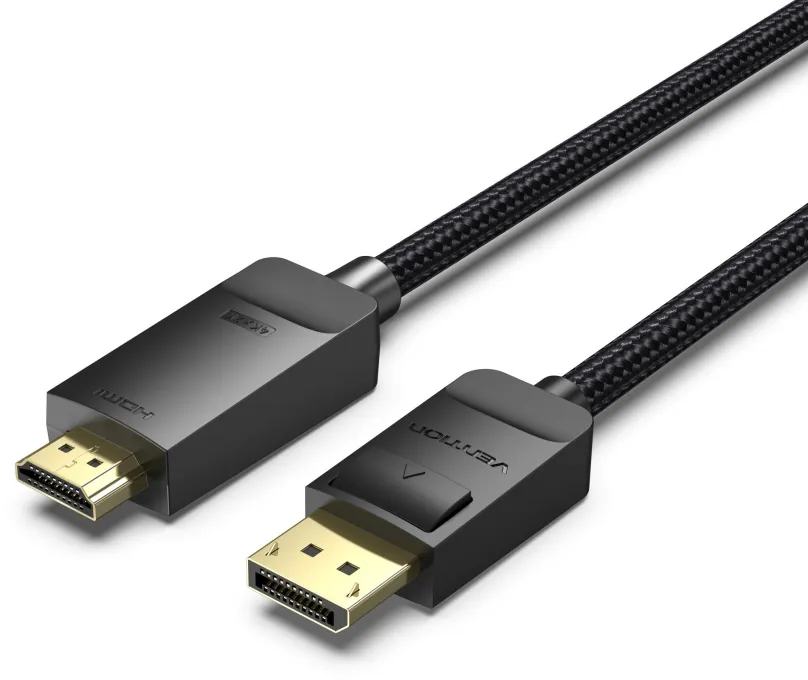 Video kábel Vention Cotton Braided 4K DP (DisplayPort) do HDMI Cable 1M Black