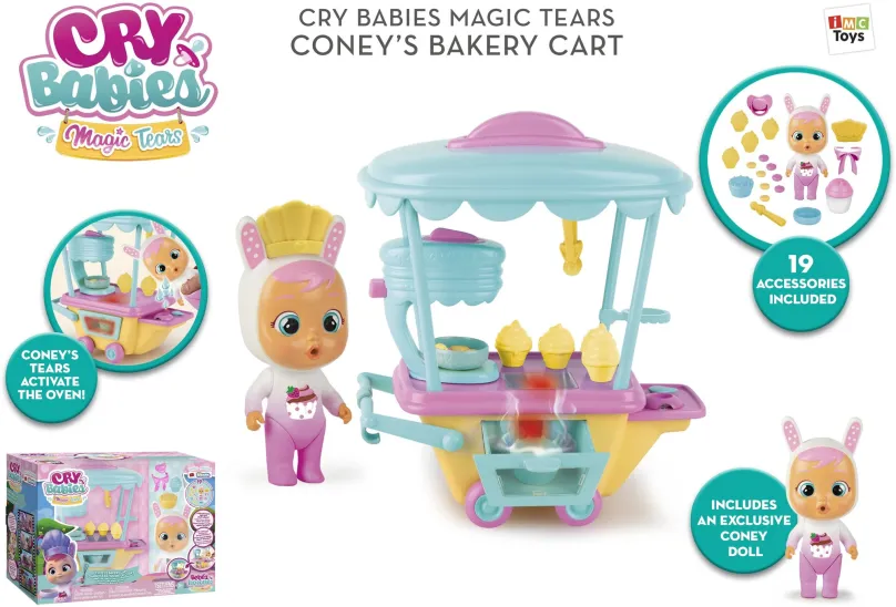 Bábika Cry Babies Magic Tears pekársky vozík Cony