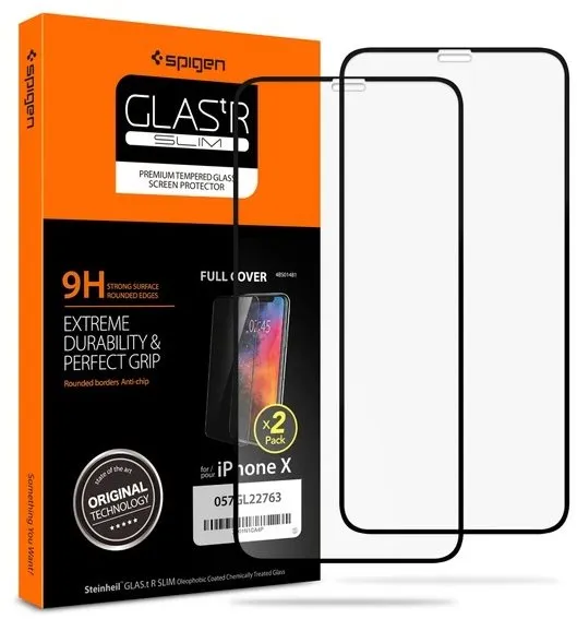 Ochranné sklo Spigen Glass FC 2 Pack Black iPhone 11 Pro / XS / X