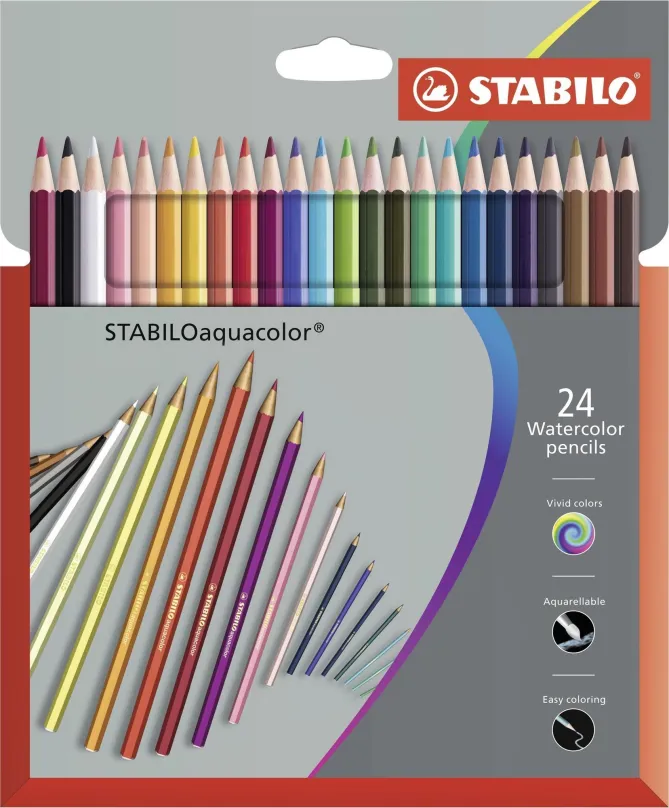 Pastelky STABILOaquacolor kartónové púzdro Premium 24 farieb