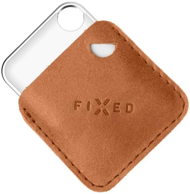 Bluetooth lokalizačný čip FIXED Case for Tag z pravej hovädzej kože s Tagom podpora Find My hnedé
