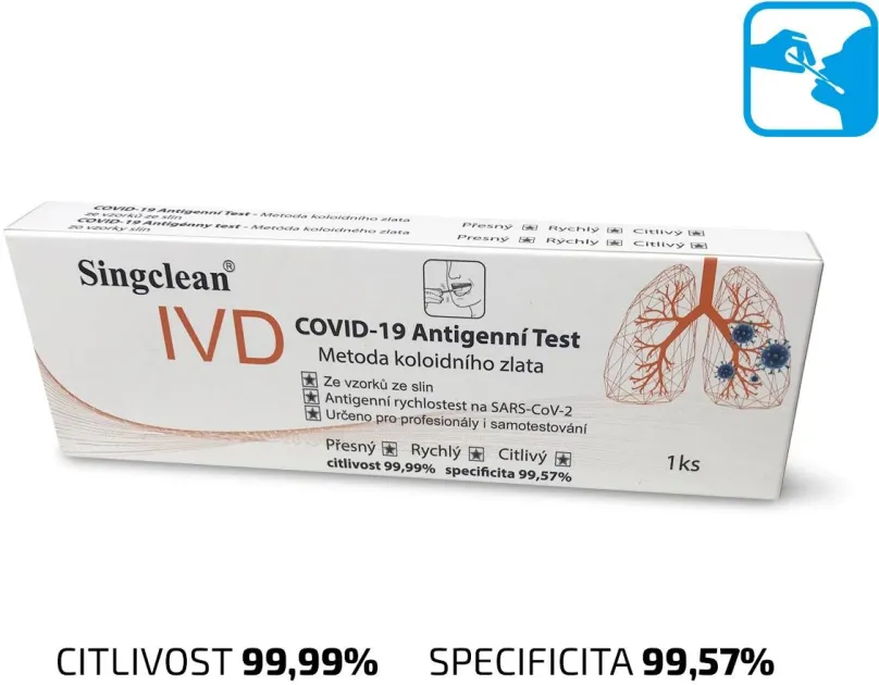 Domáci test 1x Singclean® COVID-19 testovacia sada (metóda koloidného zlata) z úst