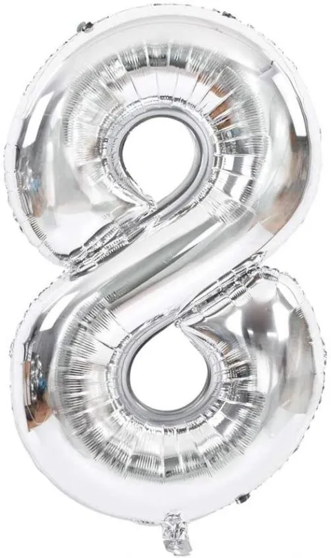 Balóniky Atomia fóliový balón narodeninové číslo 8, strieborný 82 cm