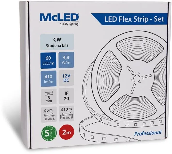 LED pásik McLED Set LED pásik 2m, CW, 4,8W/m