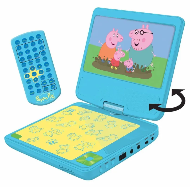 Hudobná hračka Lexibook Peppa Pig Prenosný DVD prehrávač 7 s rotujúcou obrazovkou a slúchadlami
