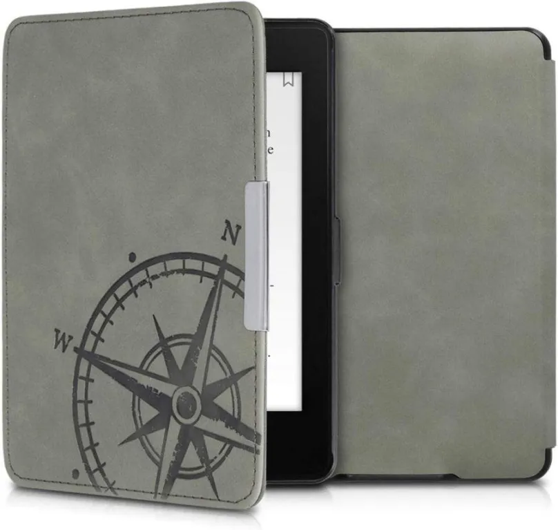 Púzdro na čítačku kníh KW Mobile - Navigational Compass - KW4974702 - púzdro pre Amazon Kindle Paperwhite 1/2/3 - šedé