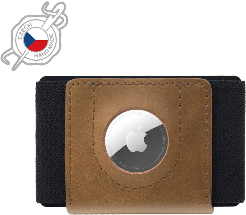 Peňaženka FIXED Tiny Wallet for AirTag z pravej hovädzej kože hnedá