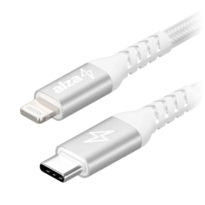 Dátový kábel AlzaPower AluCore USB-C to Lightning MFi 2m strieborný